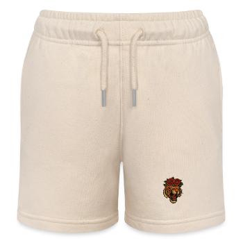 Fierce Tiger Head with Roses – High-Resolution Tra - Kids Organic Sweat Shorts by Stanley/Stella - soft Ecru - Front