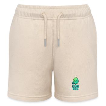 Jeu de mots Leaf Tech Je crois que je suis sur une lancée - Short de jogging enfant bio Stanley/Stella - écru doux - Devant