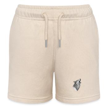 Geometrischer Wolfkopf im Heulen - Kinder Organic Joggingshorts Mini Bolter von Stanley/Stella - Natur - Vorne