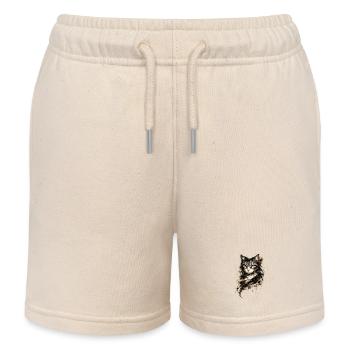 Wasserfarbenes Katzenporträt mit Tinten-Splash - Kinder Organic Joggingshorts Mini Bolter von Stanley/Stella - Natur - Vorne