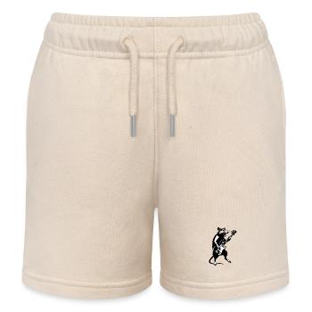 Ratte mit Bassgitarre im Rampenlicht - Kinder Organic Joggingshorts Mini Bolter von Stanley/Stella - Natur - Vorne