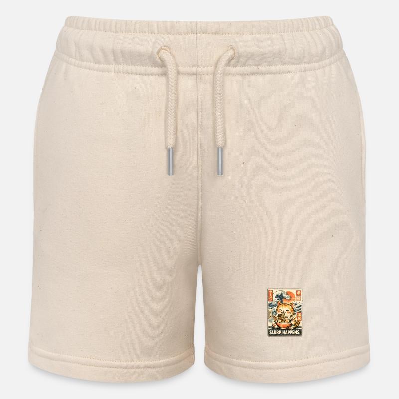 Ramen Chat - Short de jogging enfant bio Stanley/Stella - écru doux