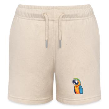 Rainbow Macaw Colorful Bird Art Parrot Motif - Kids Organic Sweat Shorts by Stanley/Stella - soft Ecru - Front