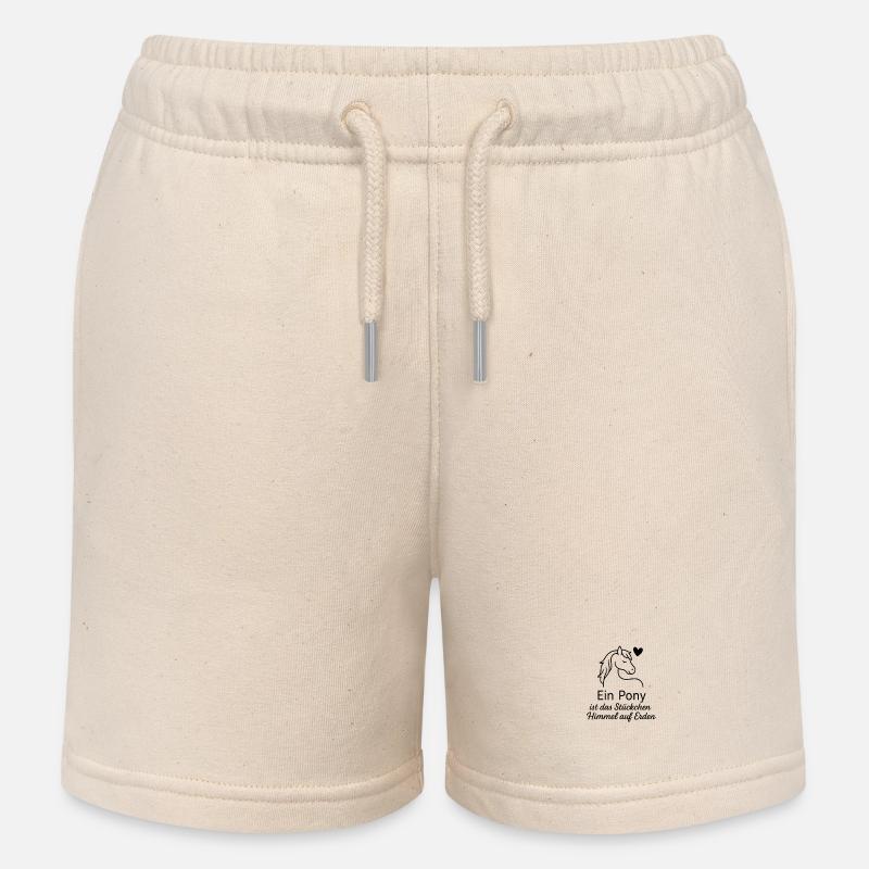 Expression dessinée à la main en forme de cœur de poney - Short de jogging enfant bio Stanley/Stella - écru doux