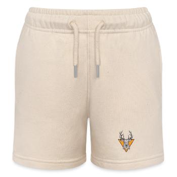 Hirschkopf im orange Dreieck - Kinder Organic Joggingshorts Mini Bolter von Stanley/Stella - Natur - Vorne
