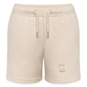 Mes 5èmes lapins de Pâques filles garçons - Short de jogging enfant bio Stanley/Stella - écru doux - Devant