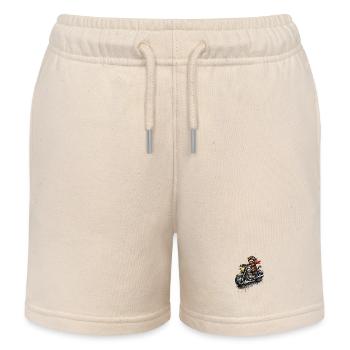 Monkey on motorcycle color explosion - Kids Organic Sweat Shorts by Stanley/Stella - soft Ecru - Front