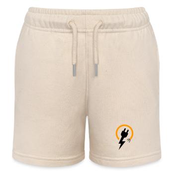 Elektriker Logo mit Blitz und Stecker - Kinder Organic Joggingshorts Mini Bolter von Stanley/Stella - Natur - Vorne