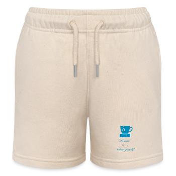 TEA-RIFFIC (Blue + Grey) - Kids Organic Sweat Shorts by Stanley/Stella - soft Ecru - Front