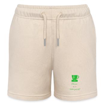 TEA-RIFFIC (Green + Grey) - Kids Organic Sweat Shorts by Stanley/Stella - soft Ecru - Front