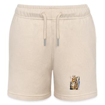 Cubist Giraffe Geometry - Kids Organic Sweat Shorts by Stanley/Stella - soft Ecru - Front