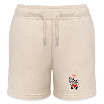 School enrollment teddy bear - Kids Organic Sweat Shorts by Stanley/Stella - soft Ecru - Front