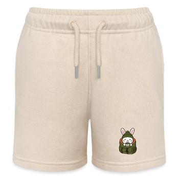 Randonnement en hiver avec un café - Short de jogging enfant bio Stanley/Stella - écru doux - Devant