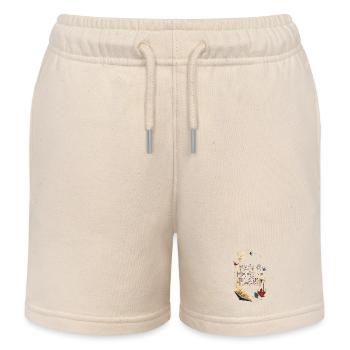 Pages Before Plans - Read Think Wander - Kids Organic Sweat Shorts by Stanley/Stella - soft Ecru - Front