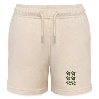 Olive Branch Pattern - Kids Organic Sweat Shorts by Stanley/Stella - soft Ecru - Front