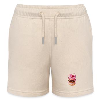 Kawaii Donut Stack Ribbon - Kids Organic Sweat Shorts by Stanley/Stella - soft Ecru - Front