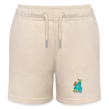 4e anniversaire Dinosaure 4 ans - Short de jogging enfant bio Stanley/Stella - écru doux - Devant