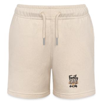 Family Where Life Begins - Kids Organic Sweat Shorts by Stanley/Stella - soft Ecru - Front