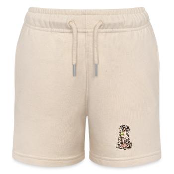 Deutsche Dogge mit Matcha Latte – Kaffeepause - Kinder Organic Joggingshorts Mini Bolter von Stanley/Stella - Natur - Vorne