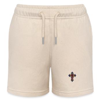Kreuz Symbol - Kinder Organic Joggingshorts Mini Bolter von Stanley/Stella - Natur - Vorne