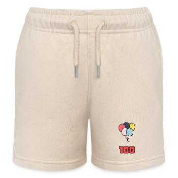 100. 100 YEARS. 100th ANNIVERSARY. 100 BIRTHDAY - Kids Organic Sweat Shorts by Stanley/Stella - soft Ecru - Front