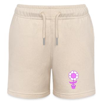 Kleine Hübsche Glückliche Pinke Blume Blumentopf - Kinder Organic Joggingshorts Mini Bolter von Stanley/Stella - Natur - Vorne