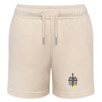 Croix lorraine et chope jaune - Short de jogging enfant bio Stanley/Stella - écru doux - Devant