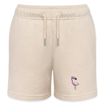 Flamingo Power - Bird - Summer - Pink - Kids Organic Sweat Shorts by Stanley/Stella - soft Ecru - Front