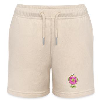 Frosch versteckt sich hinter Donut - Cookie - Kinder Organic Joggingshorts Mini Bolter von Stanley/Stella - Natur - Vorne