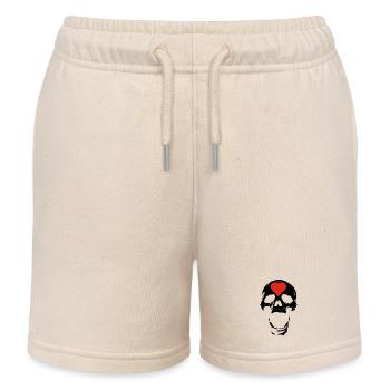 Der schwarze Schädel und das Herz - Kinder Organic Joggingshorts Mini Bolter von Stanley/Stella - Natur - Vorne