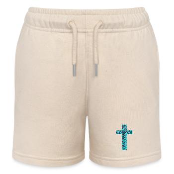 Kreuz Kreuze Jesus Herz Herzen - Kinder Organic Joggingshorts Mini Bolter von Stanley/Stella - Natur - Vorne