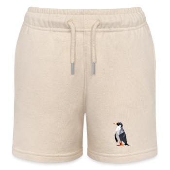 Polygon-Pinguin: Geometrische Eleganz - Kinder Organic Joggingshorts Mini Bolter von Stanley/Stella - Natur - Vorne