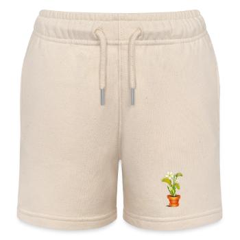 Venus flytrap in pot – colorful illustration - Kids Organic Sweat Shorts by Stanley/Stella - soft Ecru - Front