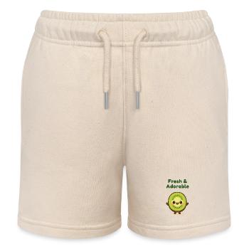 Kiwi Fresh Cute Kawaii - Kids Organic Sweat Shorts by Stanley/Stella - soft Ecru - Front