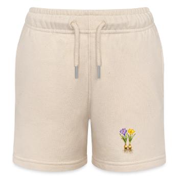 Krokusse in Gelb und Violett mit Zwiebeln - Kinder Organic Joggingshorts Mini Bolter von Stanley/Stella - Natur - Vorne