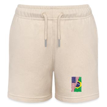 USA Brasilien Flagge Brazilian American Geschenk  - Kinder Organic Joggingshorts Mini Bolter von Stanley/Stella - Natur - Vorne