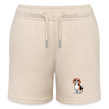 Beagle Dog Wearing Shades - Kids Organic Sweat Shorts by Stanley/Stella - soft Ecru - Front