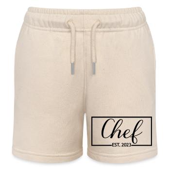 Chef Est. 2023 Graduated Chef Culinary Art Student - Kids Organic Sweat Shorts by Stanley/Stella - soft Ecru - Front