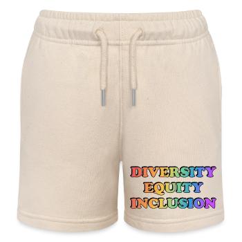Diversity Equity Inclusion Rainbow LGBT Pride - Kids Organic Sweat Shorts by Stanley/Stella - soft Ecru - Front