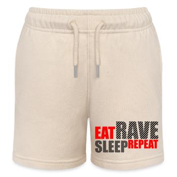 Eat Sleep Rave Repeat Essen Schlafen Raven Spruch - Kinder Organic Joggingshorts Mini Bolter von Stanley/Stella - Natur - Vorne