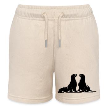 Phoques mignons sur la plage de la mer - Short de jogging enfant bio Stanley/Stella - écru doux - Devant