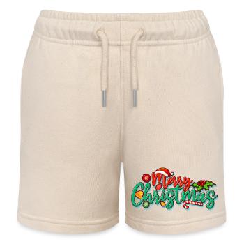 Merry Christmas - Kids Organic Sweat Shorts by Stanley/Stella - soft Ecru - Front