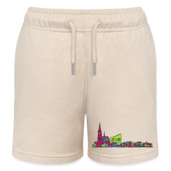 Strasbourg City Skyline Cathedral Line Art - Kids Organic Sweat Shorts by Stanley/Stella - soft Ecru - Front