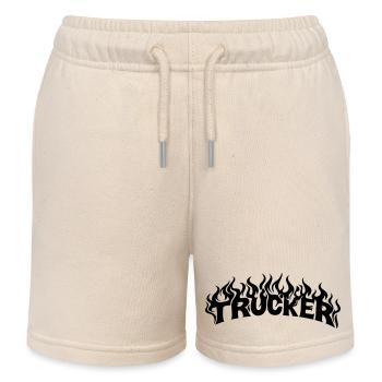 Trucker Schriftzug Flammen - Farbe veränderbar - Kinder Organic Joggingshorts Mini Bolter von Stanley/Stella - Natur - Vorne