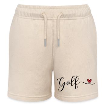 Golf Design mit Herz - Kinder Organic Joggingshorts Mini Bolter von Stanley/Stella - Natur - Vorne