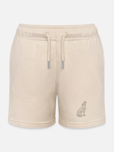 Wolf Call Wolf Contour Silhouette - Kids Organic Sweat Shorts by Stanley/Stella - soft Ecru