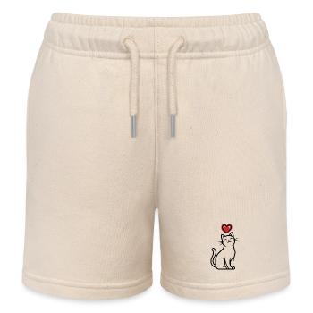 Herzkatze Strichzeichnung - Kinder Organic Joggingshorts Mini Bolter von Stanley/Stella - Natur - Vorne