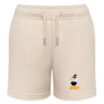 Halloween Girl Sepenst Boo! with magic cauldron - Kids Organic Sweat Shorts by Stanley/Stella - soft Ecru - Front