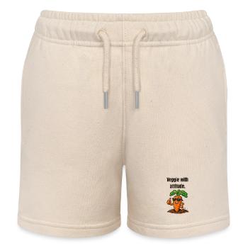 Carrot with attitude veggie - Kids Organic Sweat Shorts by Stanley/Stella - soft Ecru - Front