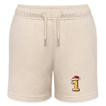 1 Number Biscuit Christmas - Kids Organic Sweat Shorts by Stanley/Stella - soft Ecru - Front